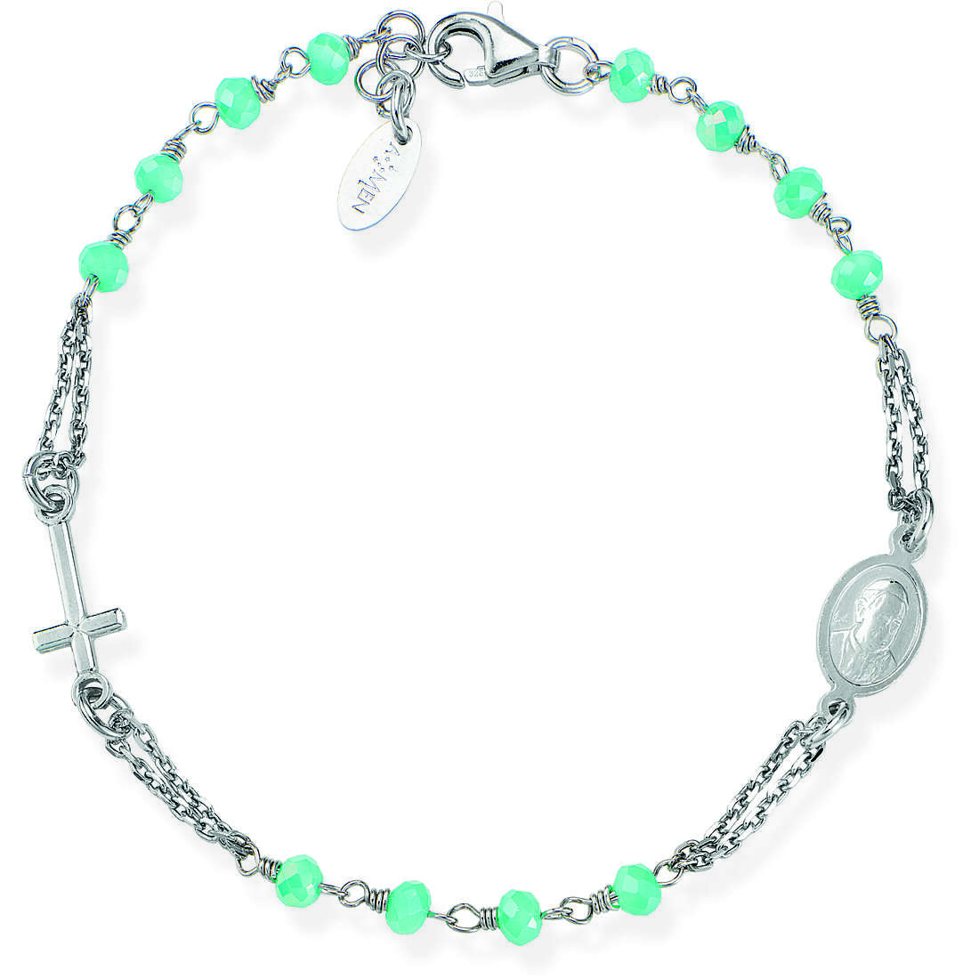 Armband Mit Perlen frau Silber 925 Schmuck Amen Rosari BROBT3