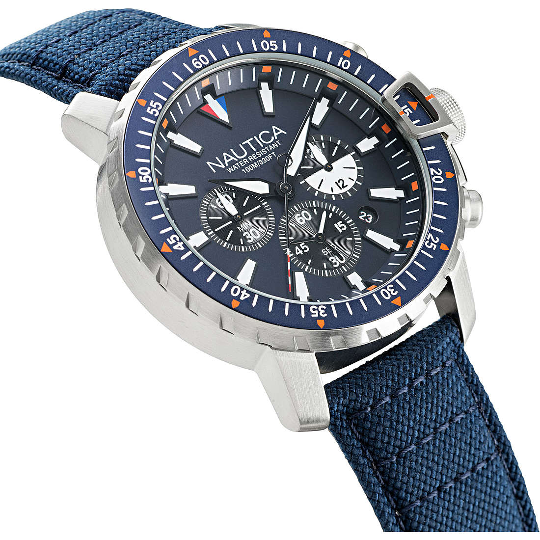 Chronograph Uhr Stahl zifferblatt Blau mann Icebreaker Cup NAPICS006