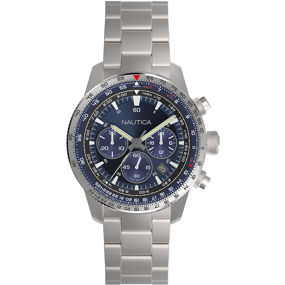 Chronograph Uhr Stahl zifferblatt Blau mann Pier39 NAPP39004