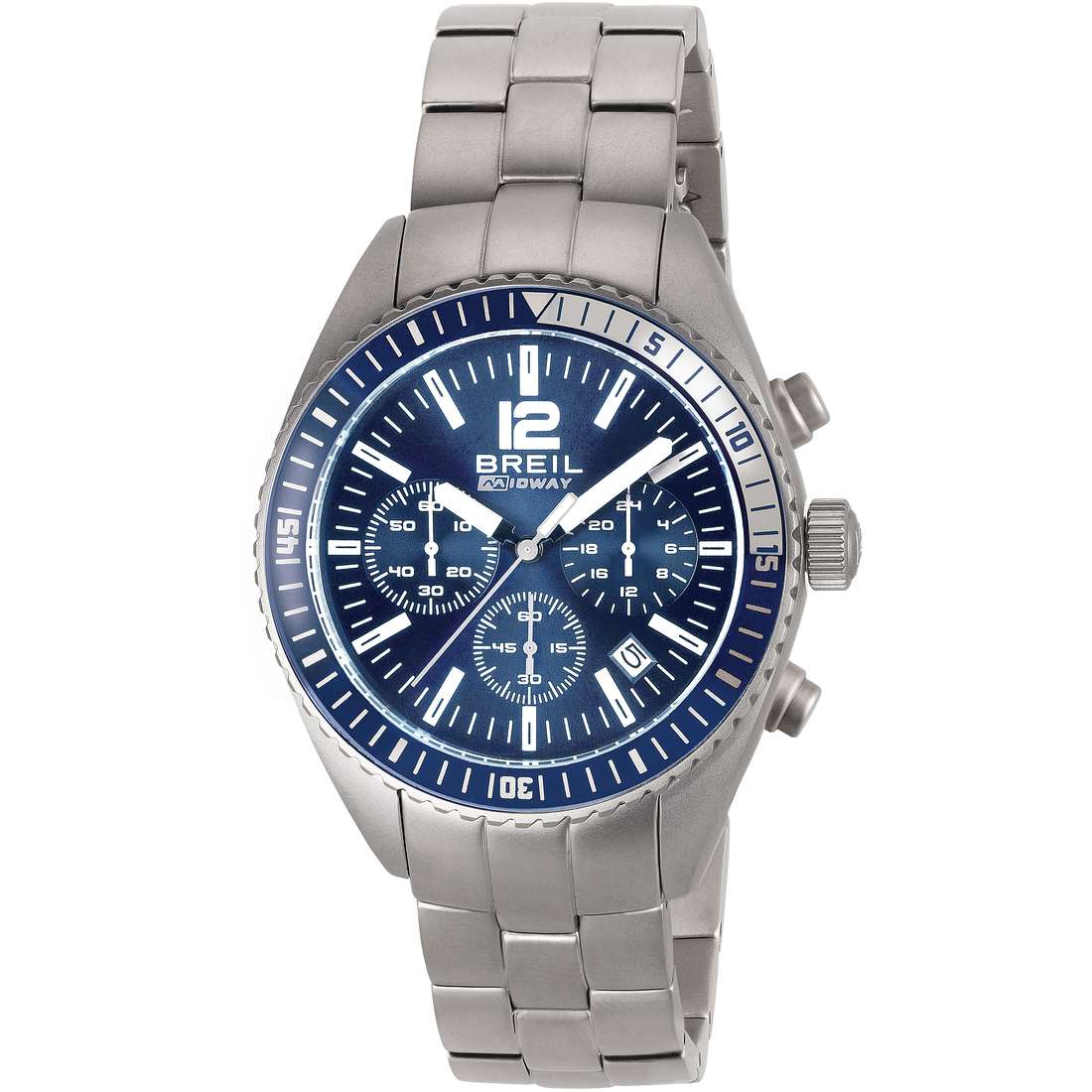Chronograph Uhr Uhr Aluminium zifferblatt Blau mann Midway TW1632