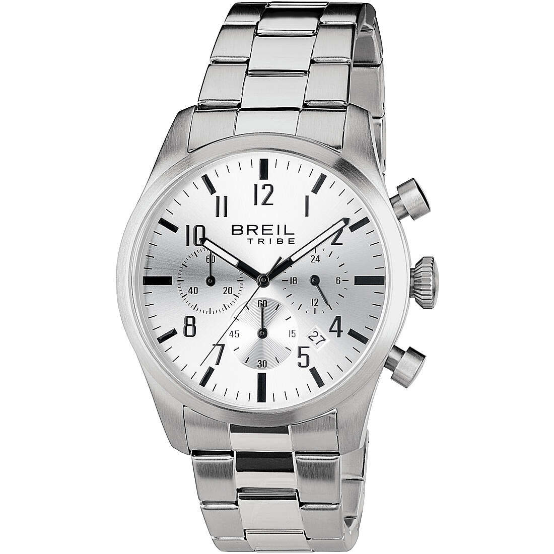 Chronograph Uhr Uhr Stahl zifferblatt Silber mann Classic Elegance Extension EW0225