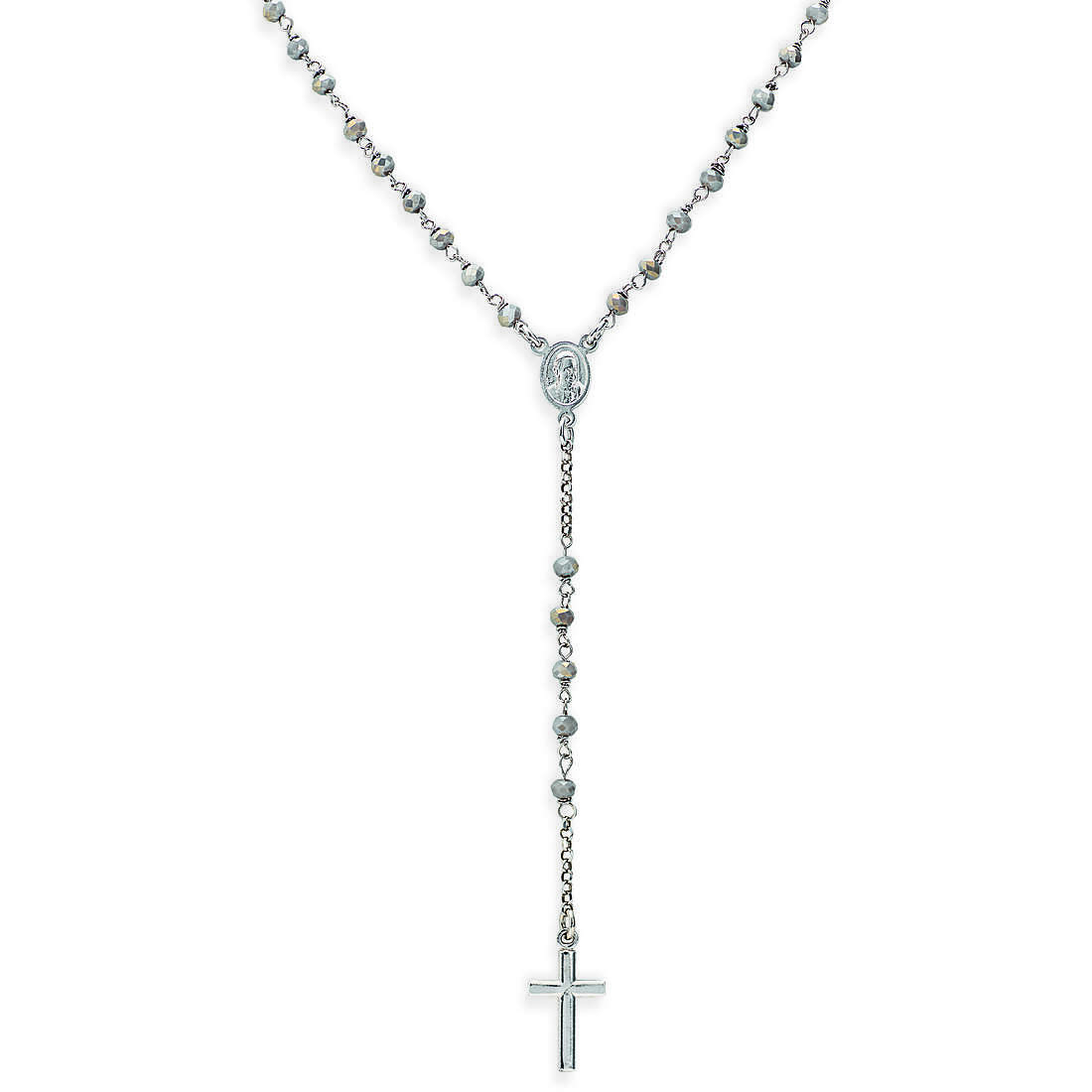 Halskette frau Schmuck Amen Rosari mit Kreuz CROBF4