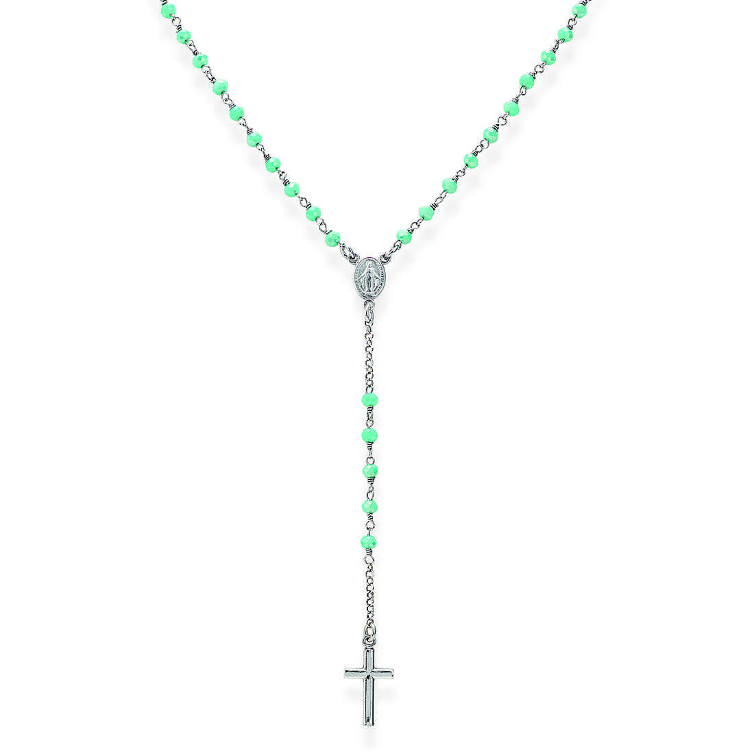 Halskette frau Schmuck Amen Rosari mit Kreuz CROBT4