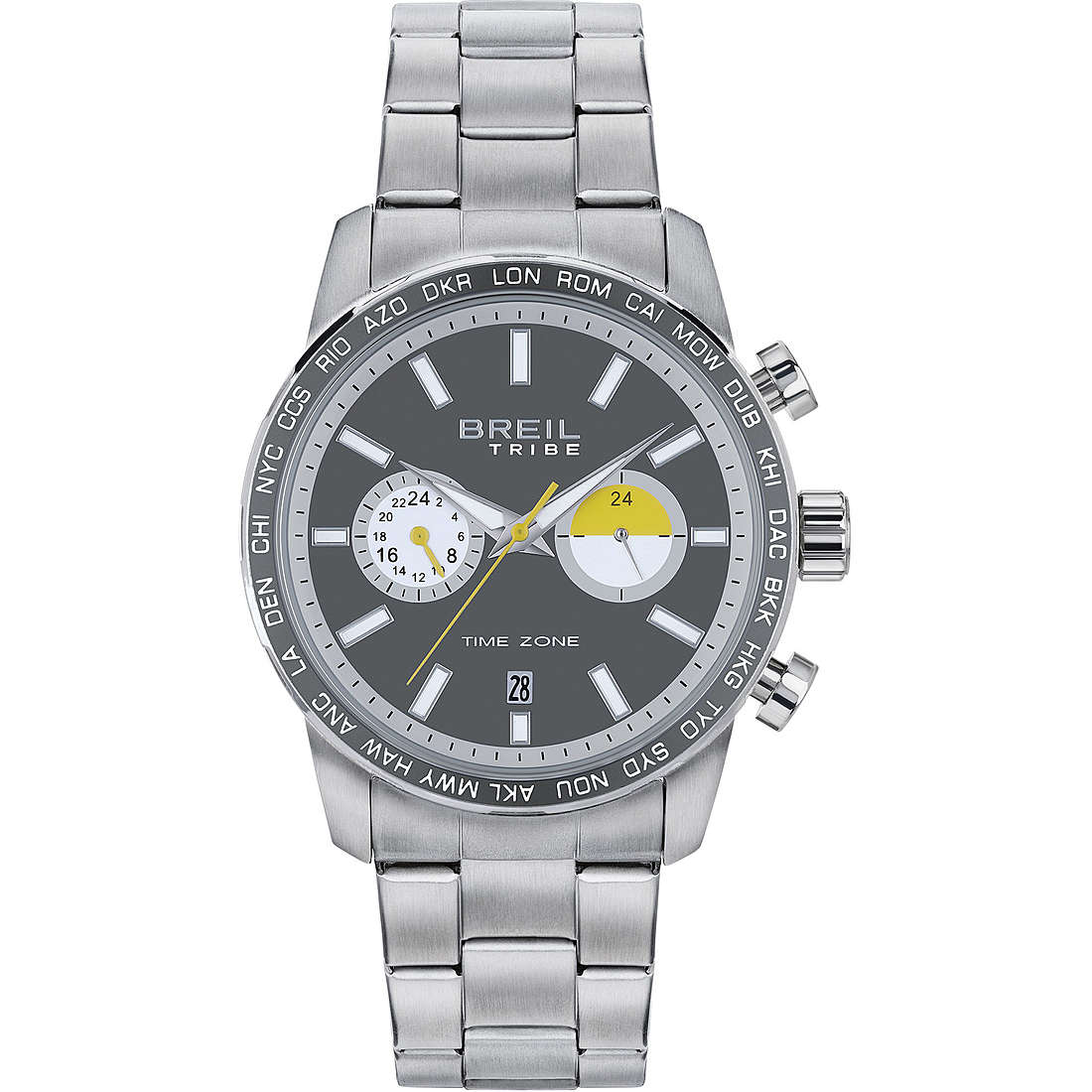 Multifunktions Uhr Uhr Stahl zifferblatt Grau mann EW0566